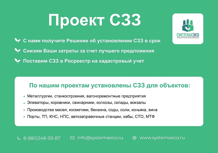 СЗЗ для проектируемых объектов